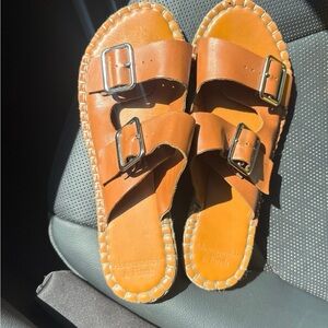 Abercrombie & Fitch Tan Camel Leather Sandals